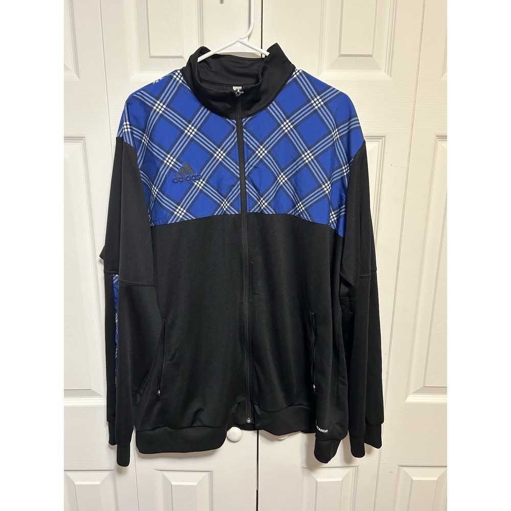 Adidas Standard Tiro Full Zip Tartan Plaid Track Jacket Royal Blue And Black XXL